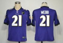 Nike Ravens -21 Lardarius Webb Purple Team Color With Art Patch Stitched NFL Game Jersey