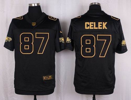Nike Philadelphia Eagles -87 Brent Celek Black Stitched NFL Elite Pro Line Gold Collection Jersey