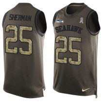 Nike Seahawks -25 Richard Sherman Green Stitched NFL Limited Salute To Service Tank Top Jersey