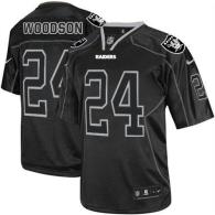Nike Oakland Raiders #24 Charles Woodson Lights Out Black Men's Stitched NFL Elite Jersey