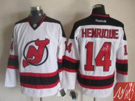 Autographed New Jersey Devils -14 Adam Henrique White Stitched NHL Jersey