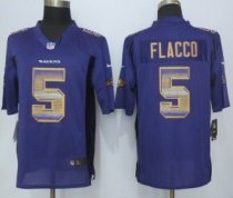 2015 New Nike Baltimore Ravens -5 Joe Flacco Purple Strobe Limited Jersey