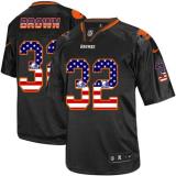 Nike Cleveland Browns -32 Jim Brown Black Men's Stitched NFL Elite USA Flag Fashion Jersey