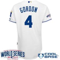 Kansas City Royals -4 Alex Gordon White Cool Base W 2014 World Series Patch Stitched MLB Jersey