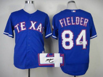 MLB Texas Rangers #84 Prince Fielder Stitched Blue Autographed Jersey
