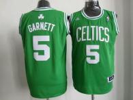 Boston Celtics -5 Kevin Garnett Stitched Green White Number NBA Jersey