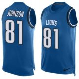 Nike Lions -81 Calvin Johnson Blue Team Color Stitched NFL Limited Tank Top Jersey