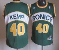 Oklahoma City Thunder -40 Shawn Kemp Green SuperSonics Throwback Stitched NBA Jersey