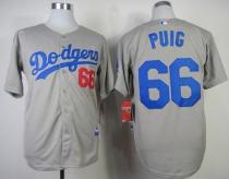 Los Angeles Dodgers -66 Yasiel Puig Grey Cool Base Stitched MLB Jersey