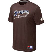 Milwaukee Brewers Brown Nike Short Sleeve Practice T-Shirt