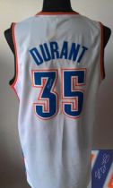 Revolution 30 Autographed Oklahoma City Thunder -35 Kevin Durant White Stitched NBA Jersey