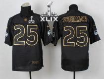 Nike Seattle Seahawks #25 Richard Sherman Black Gold No Fashion Super Bowl XLIX Men‘s Stitched NFL E