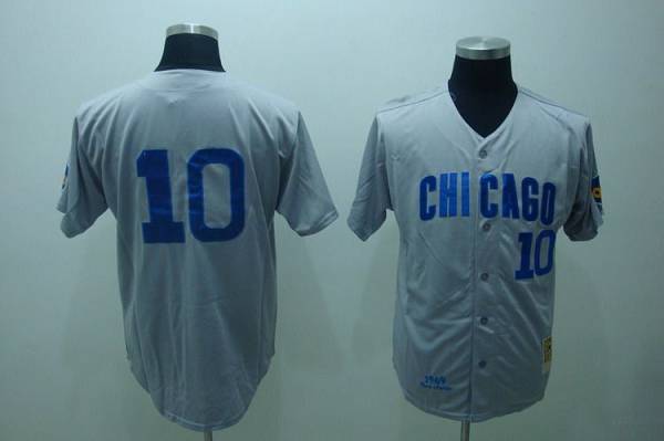 Mitchell and Ness Chicago Cubs -10 Ron Santo Stitched Grey Throwback MLB Jersey