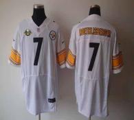 Nike Pittsburgh Steelers #7 Ben Roethlisberger White With 80TH Patch Men's Stitched NFL Elite Jersey