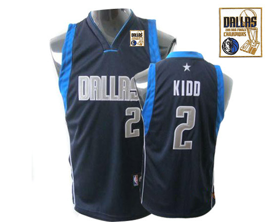 Dallas Mavericks 2011 Champions Patch #2 Jason Kidd Dark Blue Stitched Youth NBA Jersey