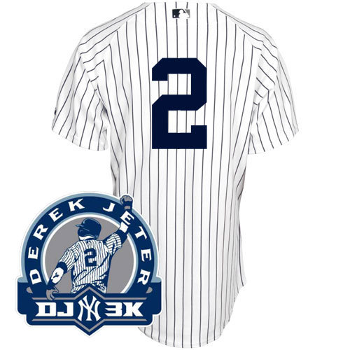 New York Yankees -2 Derek Jeter White With DJ-3K Patch Stitched MLB Jersey