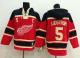 Detroit Red Wings -5 Nicklas Lidstrom Red Sawyer Hooded Sweatshirt Stitched NHL Jersey