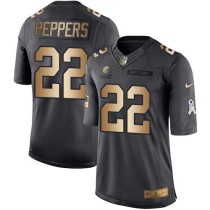 Nike Browns -22 Jabrill Peppers Black Stitched NFL Limited Gold Salute To Service Jersey