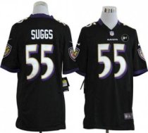 Nike Ravens -55 Terrell Suggs Black Alternate With Art Patch Stitched NFL Game Jersey