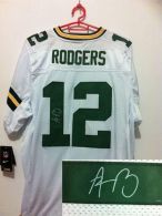 Nike Green Bay Packers #12 Aaron Rodgers White Men's Stitched NFL Elite Autographed Jersey