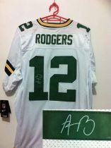 Nike Green Bay Packers #12 Aaron Rodgers White Men's Stitched NFL Elite Autographed Jersey