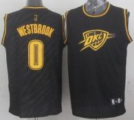 Oklahoma City Thunder -0 Russell Westbrook Black Precious Metals Fashion Stitched NBA Jersey