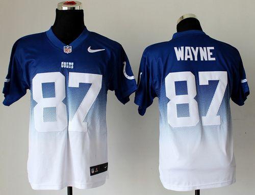 Nike Indianapolis Colts #87 Reggie Wayne Royal Blue White Men’s Stitched NFL Elite Fadeaway Fashion