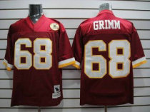 Mitchell and Ness Redskins -68 Russ Grimm Red With 50TH Anniversary Patch Stitched NFL Jersey