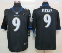 Nike Ravens -9 Justin Tucker Black Alternate With Art Patch Stitched NFL Limited Jersey