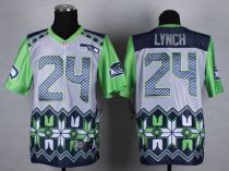 Nike Seattle Seahawks #24 Marshawn Lynch Grey Men‘s Stitched NFL Elite Noble Fashion Jersey