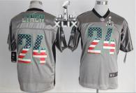 Nike Seattle Seahawks #24 Marshawn Lynch Grey Super Bowl XLIX Men‘s Stitched NFL Elite USA Flag Fash