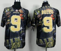 Nike New Orleans Saints -9 Drew Brees Team Color NFL Elite Fanatical Version Jersey