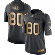 Nike 49ers -80 Jerry Rice Black Stitched NFL Limited Gold Salute To Service Jersey