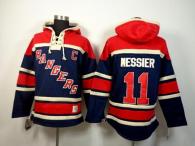 New York Rangers -11 Mark Messier Navy Blue Sawyer Hooded Sweatshirt Stitched NHL Jersey