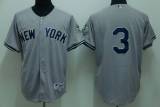 New York Yankees -3 Babe Ruth Stitched Grey MLB Jersey