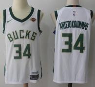 Nike Milwaukee Bucks -34 Giannis Antetokounmpo White Stitched NBA Jersey