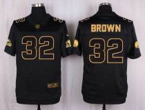 Nike Cleveland Browns -32 Jim Brown Black Stitched NFL Elite Pro Line Gold Collection Jersey