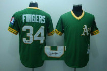 MLB Oakland Athletics #34 Rollie Fingers Stitched Green Throwback Autographed Jersey