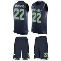 Seahawks -22 CJ Prosise Steel Blue Team Color Stitched NFL Limited Tank Top Suit Jersey