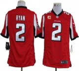 Nike Falcons 2 Matt Ryan Red Team Color With C Patch Stitched NFL Game Jersey