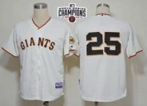 San Francisco Giants #25 Barry Bonds Cream Cool Base W 2014 World Series Champions Patch Stitched ML