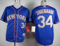New York Mets -34 Noah Syndergaard Blue Grey NO  Alternate Road Cool Base Stitched MLB Jersey