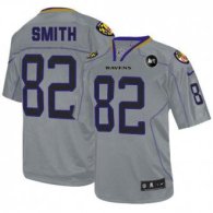 Nike Ravens -82 Torrey Smith Lights Out Grey With Art Patch Men Stitched NFL Elite Jersey