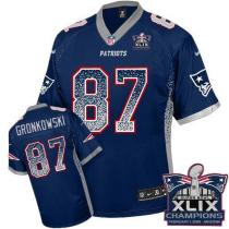 Nike New England Patriots -87 Rob Gronkowski Navy Blue Team Color Super Bowl XLIX Champions Patch Me