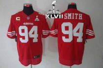 Nike San Francisco 49ers -94 Justin Smith Red Team Color With C Patch Super Bowl XLVII Mens Stitched