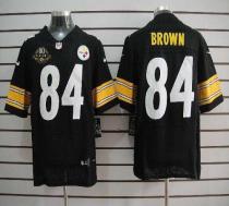 Nike Pittsburgh Steelers #84 Antonio Brown Black Team Color With 80TH Patch Men's Stitched NFL Elite