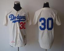 Mitchell And Ness 1962 Los Angeles Dodgers -30 Maury Wills Cream Stitched Throwback MLB Jersey