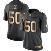 Nike Cowboys -50 Sean Lee Black Stitched NFL Limited Gold Salute To Service Jersey