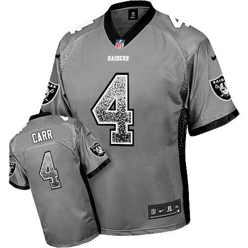 Nike Oakland Raiders #4 Derek Carr Grey Men's Stitched NFL Elite Drift Fashion Jersey