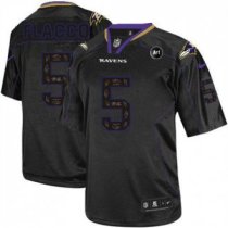 Nike Ravens -5 Joe Flacco New Lights Out Black With Art Patch Stitched NFL Elite Jersey